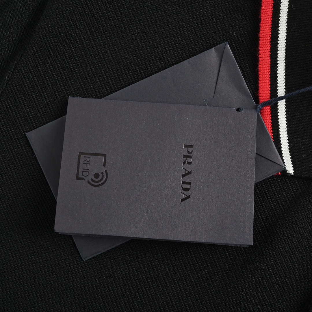 Prada 24ss classic chest silicone trim Polo short sleeve