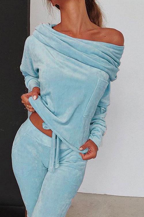 Heididress Off Shoulder Long SLeeve Top and Long Pants Sets