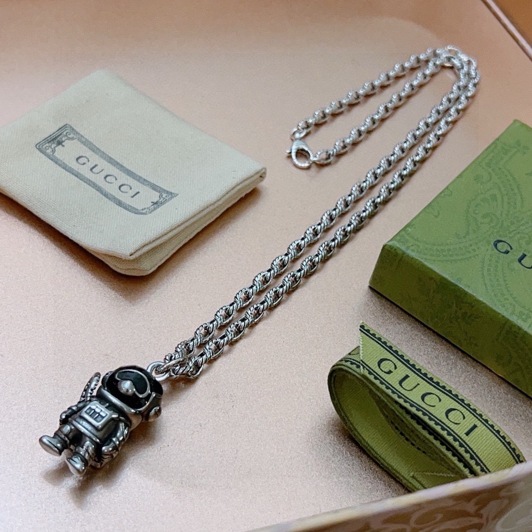 Gucci Anger Forest Series Robot Bear Chain Necklace