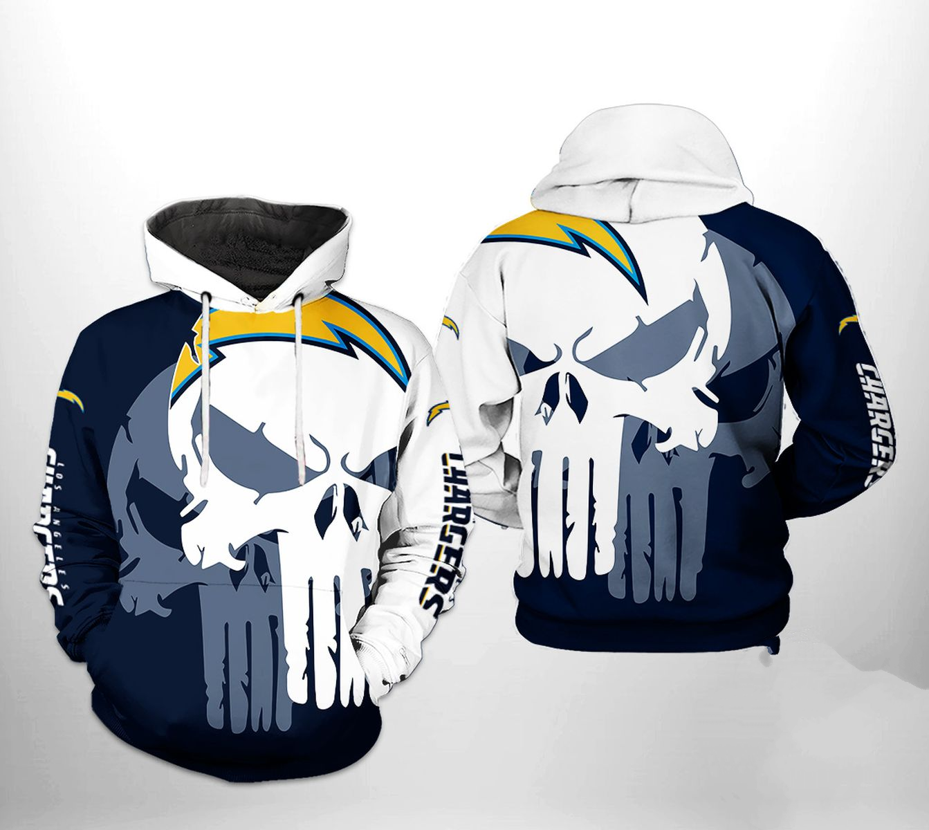 LOS ANGELES CHARGERS 3D HOODIE SKULL106