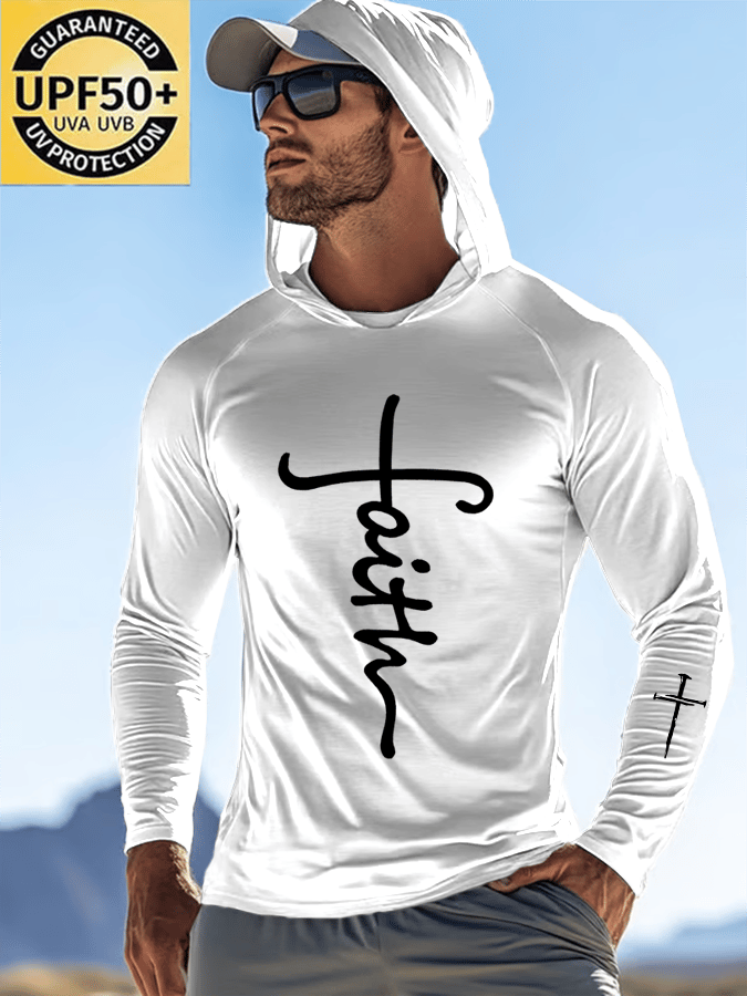 🔥Hot Sale Picks 🔥Men's Faith Outdoor Sun Protection Breathable Cool Hooded Sun Protection Long Sleeve Top