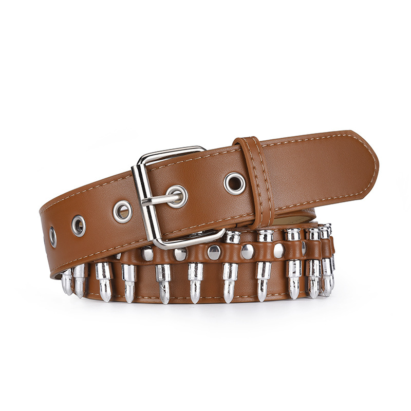 Cross-border new European and n ins style fashion bullet inlaid men's personality punk decorated jeans belt