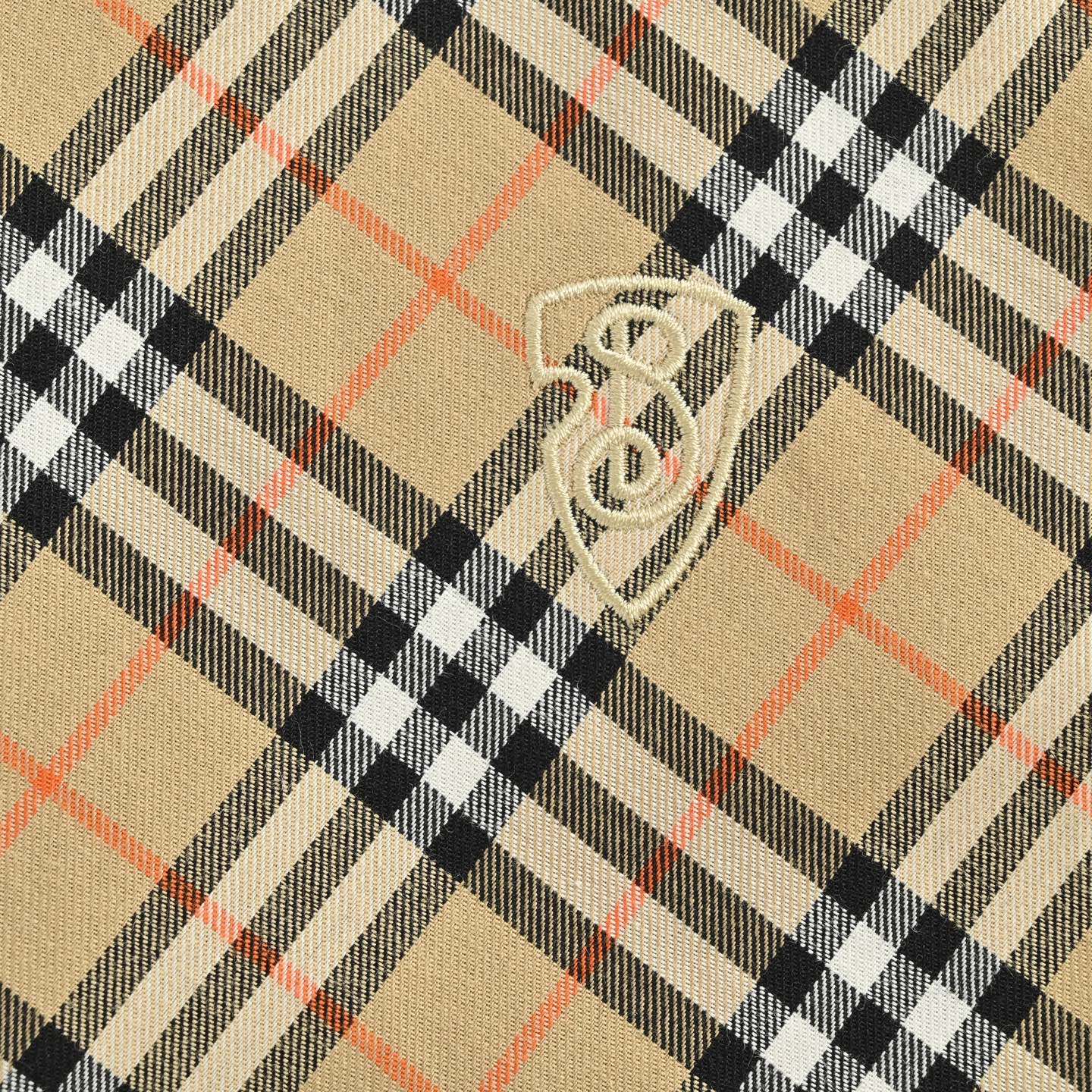 Burberry 25ss shield embroidered diagonal check short-sleeved shirt