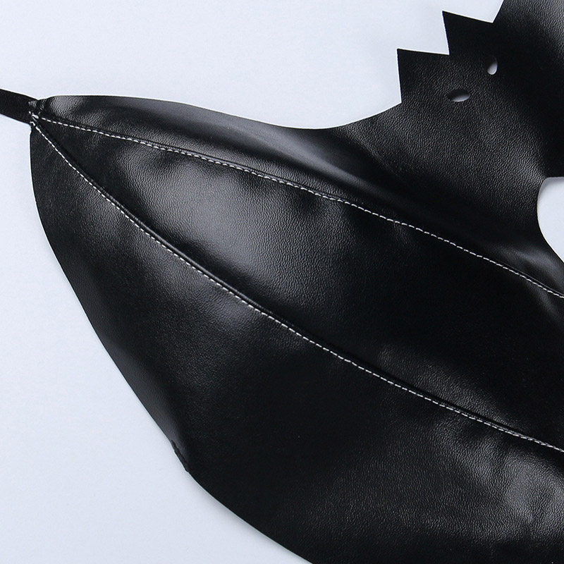 Bat Pattern PU Leather Lace Up Top