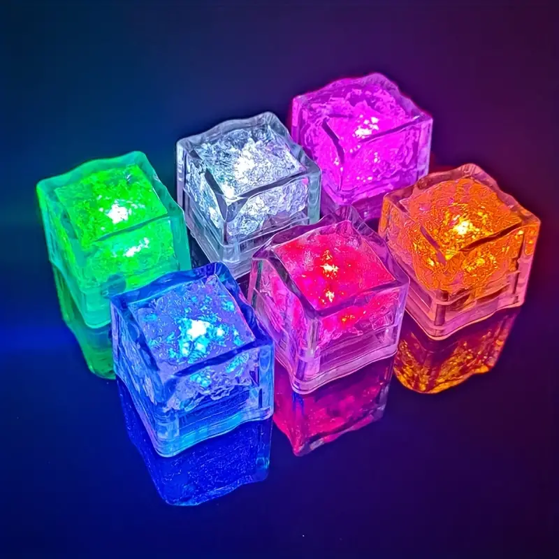 🧊🧊Multi-color Flashing LED Illuminated Ice Cubes - (Unique Party Supplies)