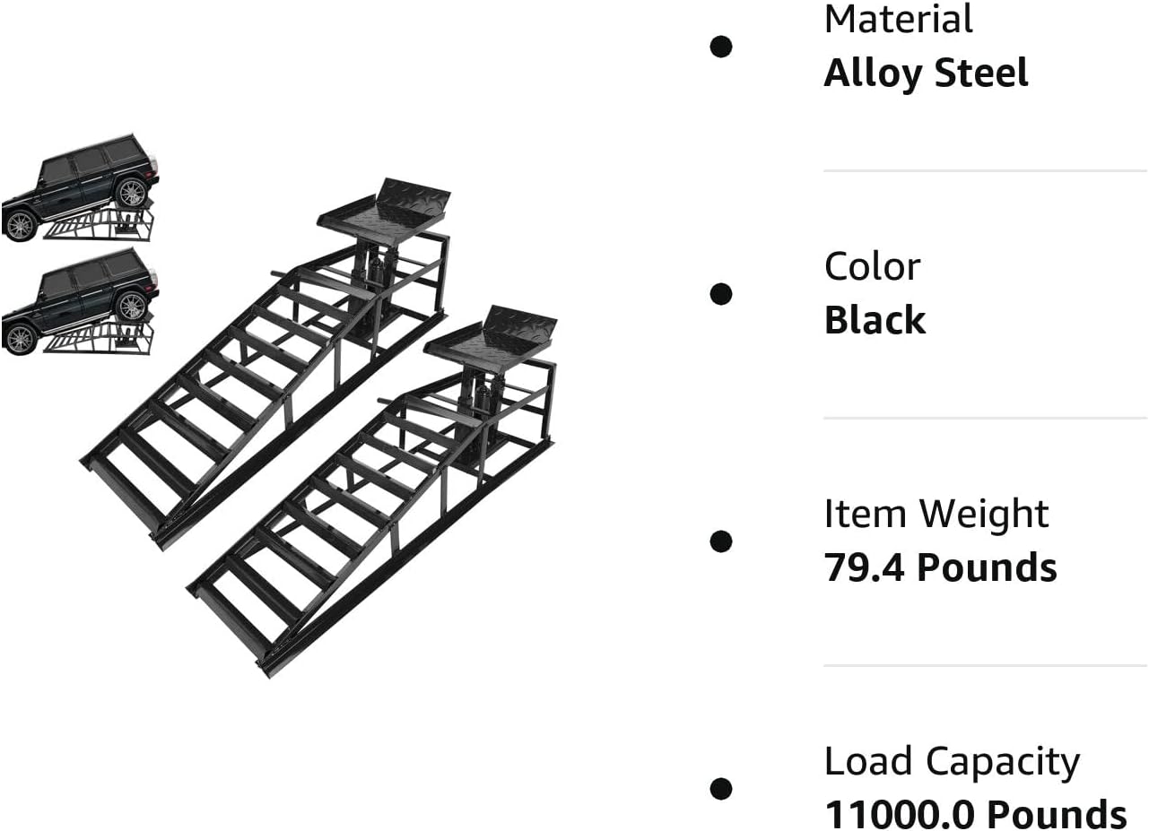 VOWAGH 2 Pack Hydraulic Car Ramps 5T 10000lbs Low Profile Car Lift