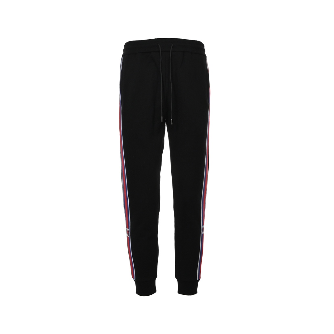 Gucci 23Fw Double G tricolor striped webbing colorblock trousers