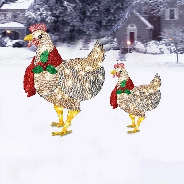 Christmas decoration - Light-up chicken with scarf