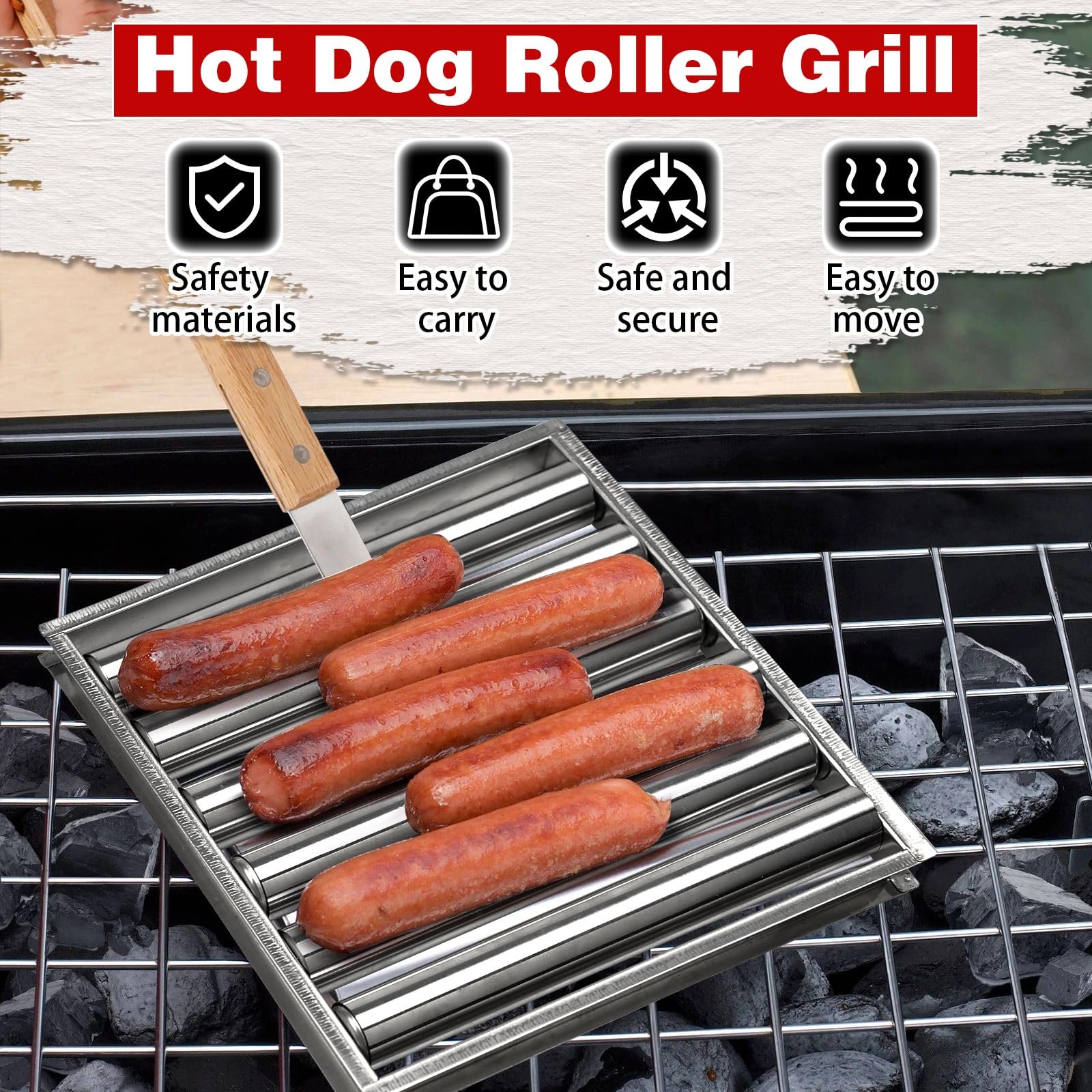 🔥Last Day 50% OFF🔥Hot Dog /Sausage Stainless Steel Rotating Grill