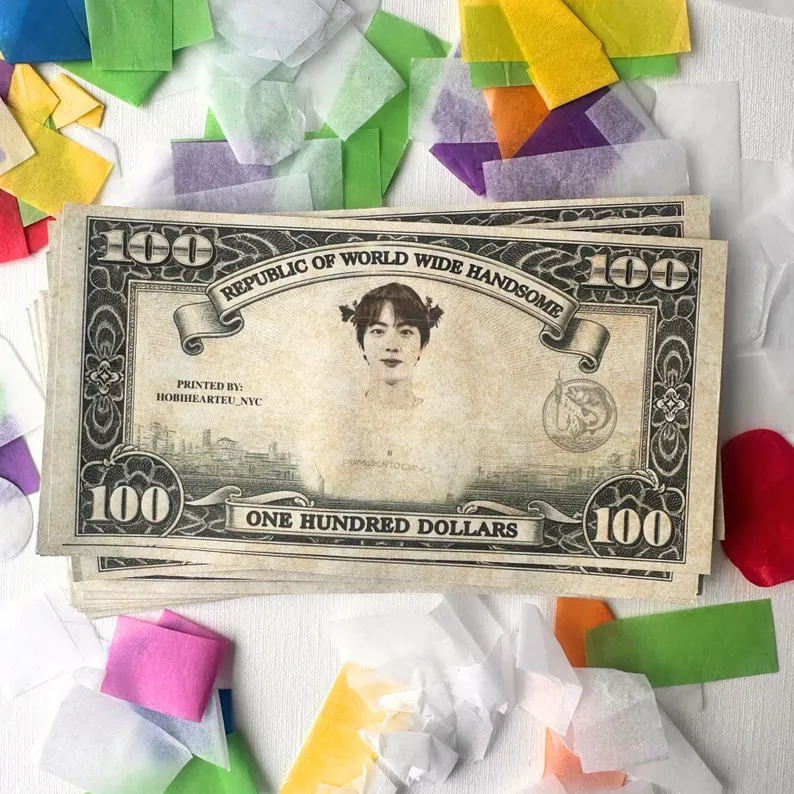 Jin Run Seokjin Tour Dollar Bill Play Money