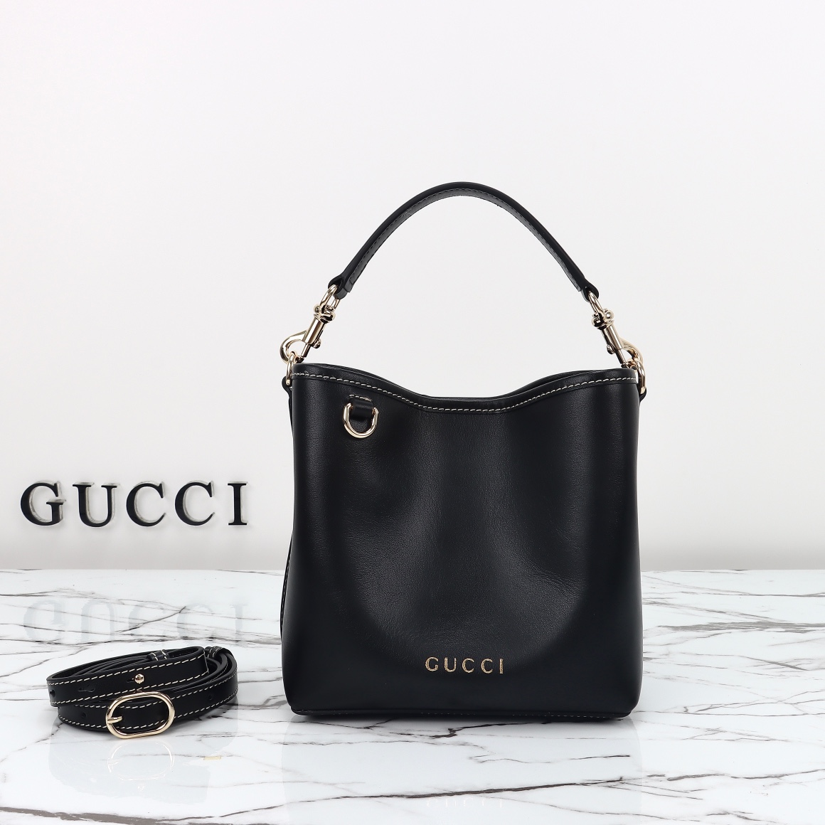 Gucci GG Emblem small bucket bag 815118 AAEC2 1000