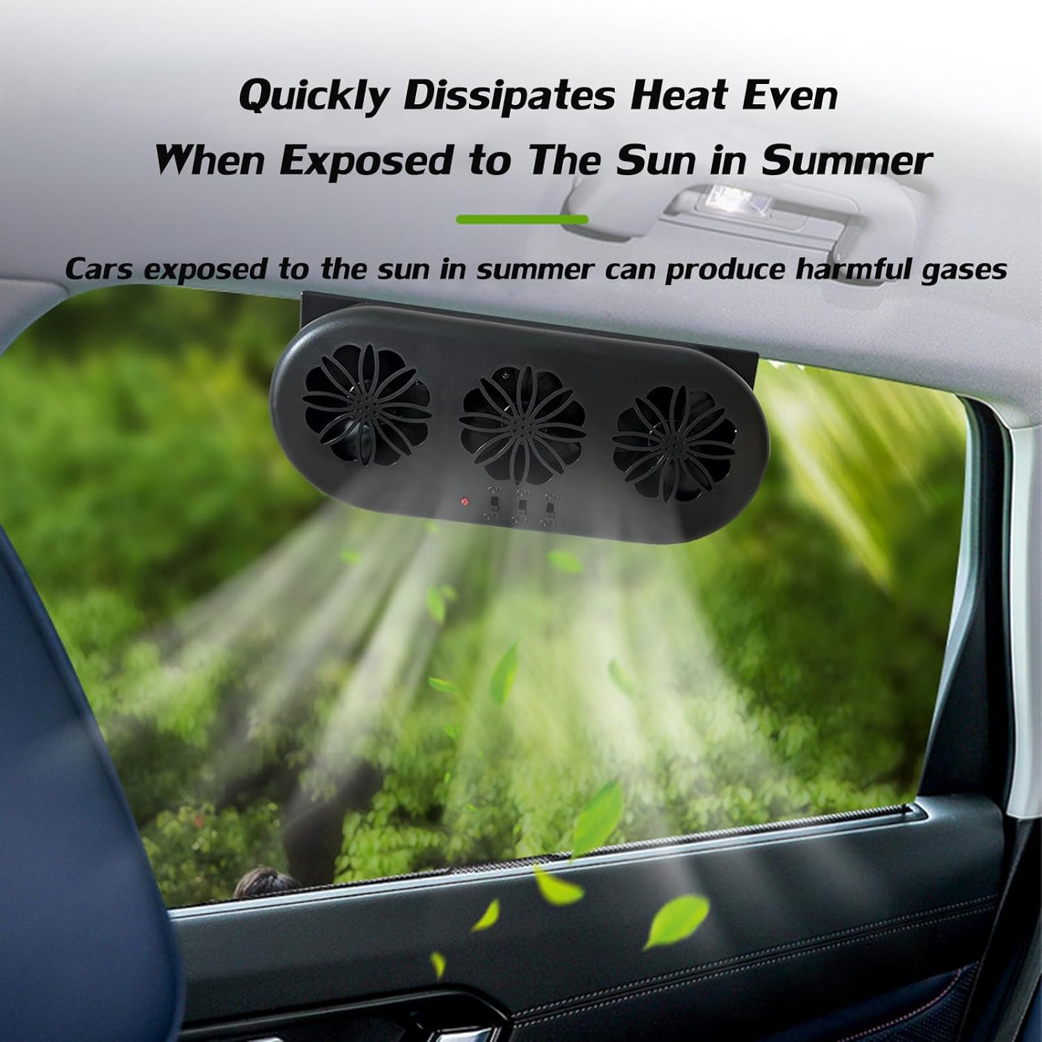 🔥Last Day 60% OFF🔥New Car Solar Powered Exhaust Fan-Radiator Cooling Fan with Three Air Outlets