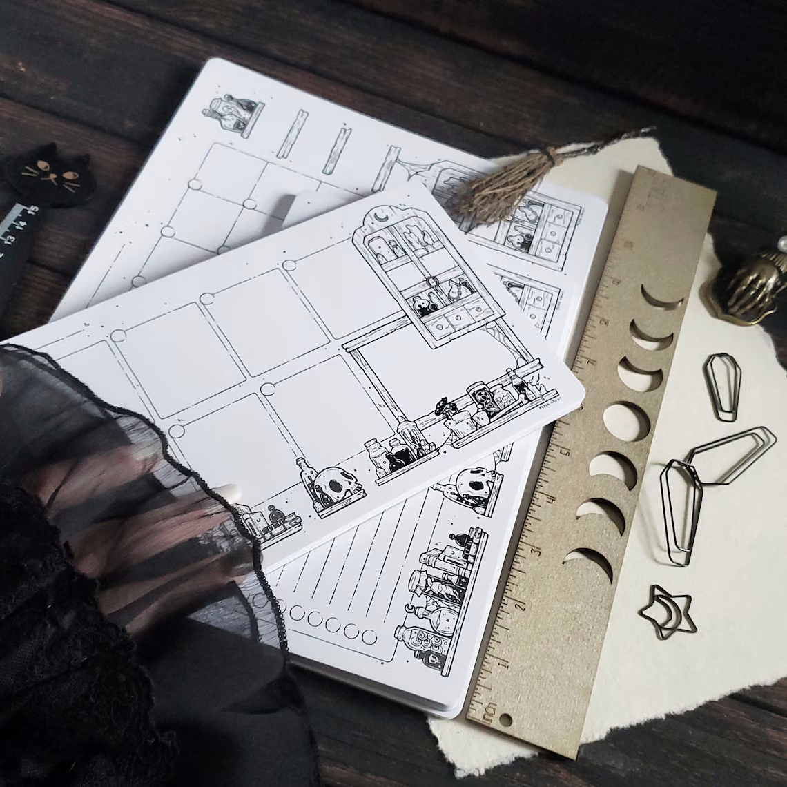Potion shelf planner Notepads | Spooky cute goth Stationery