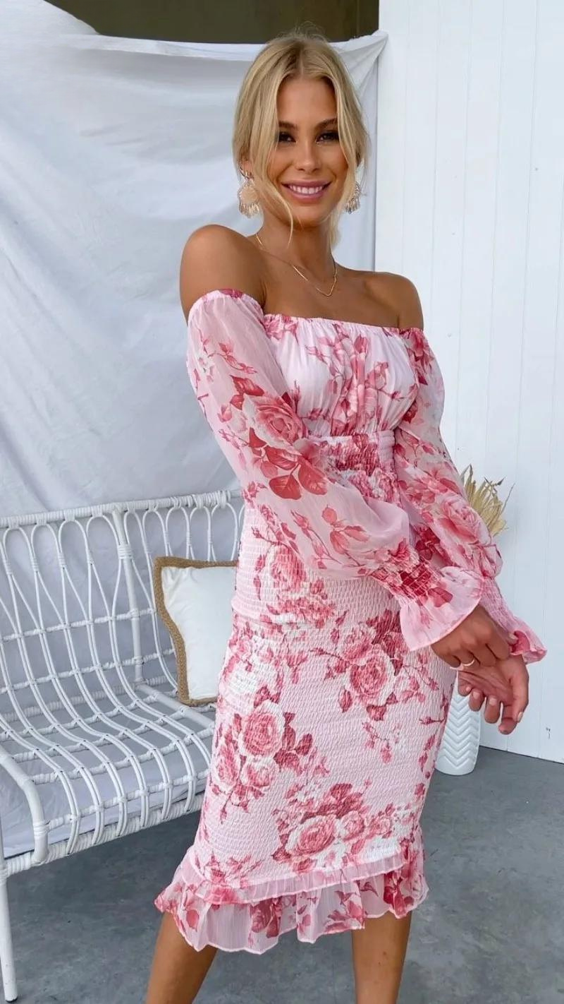 Off Shoulder Midi Dress