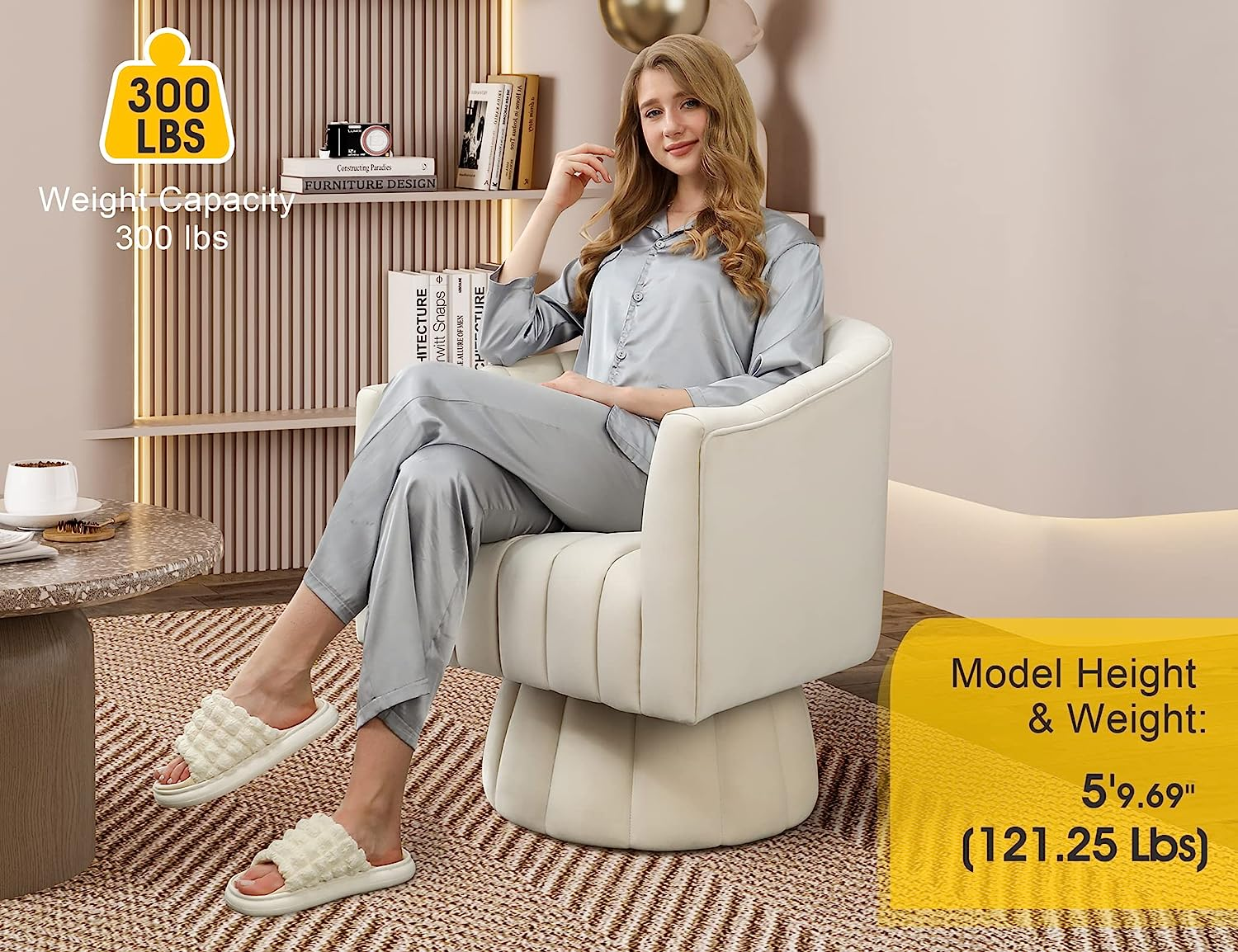 360 Degree Swivel Cuddle Barrel Accent Sofa Chairs