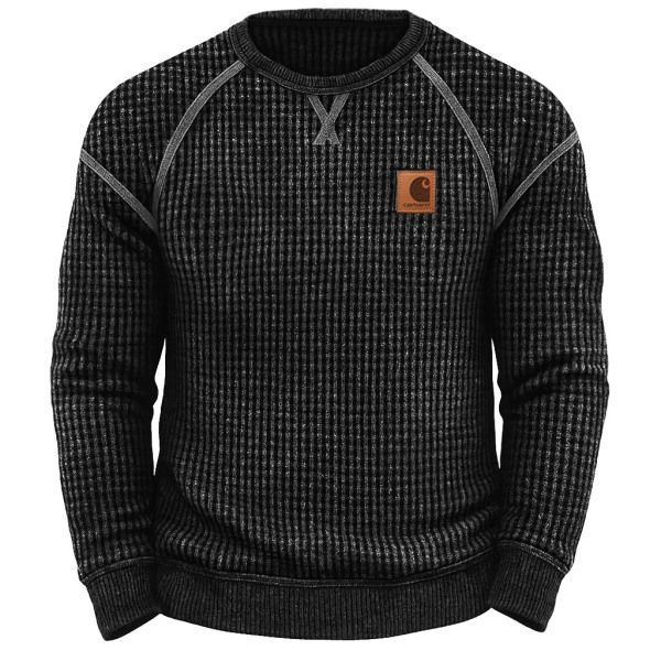 Black Crew Neck Sweatshirt with Logo Patch