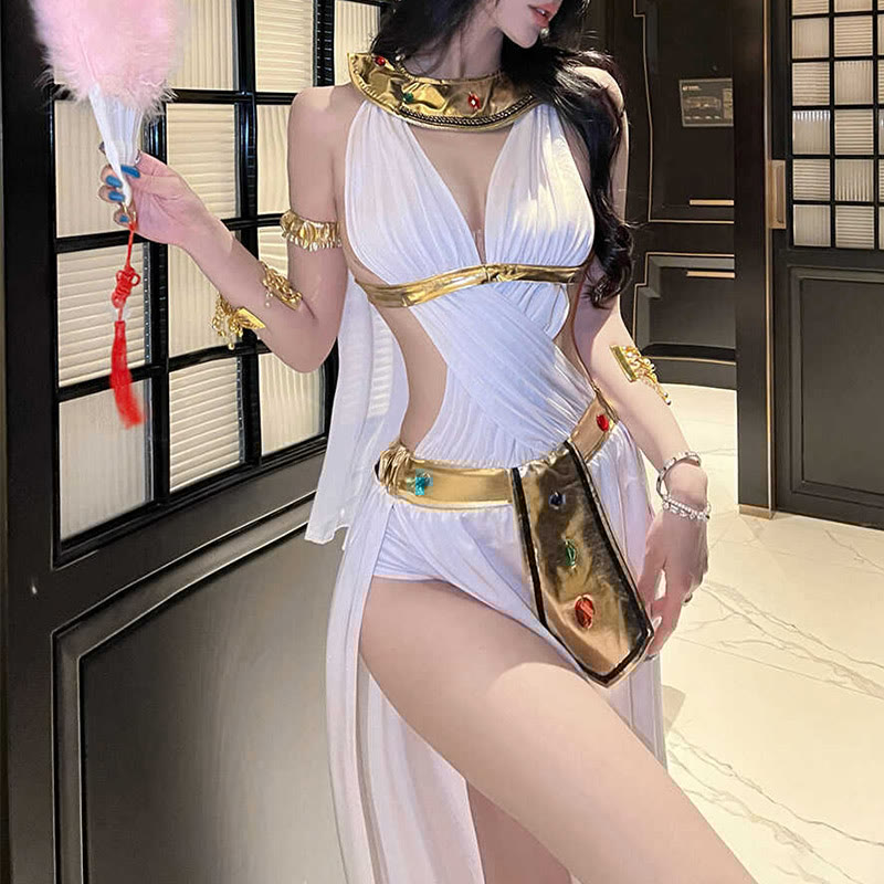 Vintage Hollow Out Split Lingerie Dress
