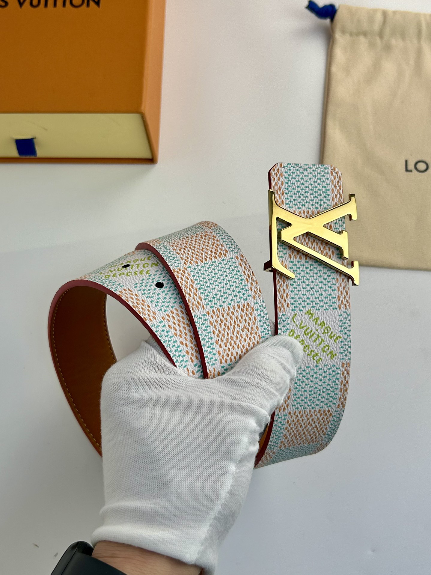 Louis Vuitton printed double-sided cowhide men's belt, 4CM wide