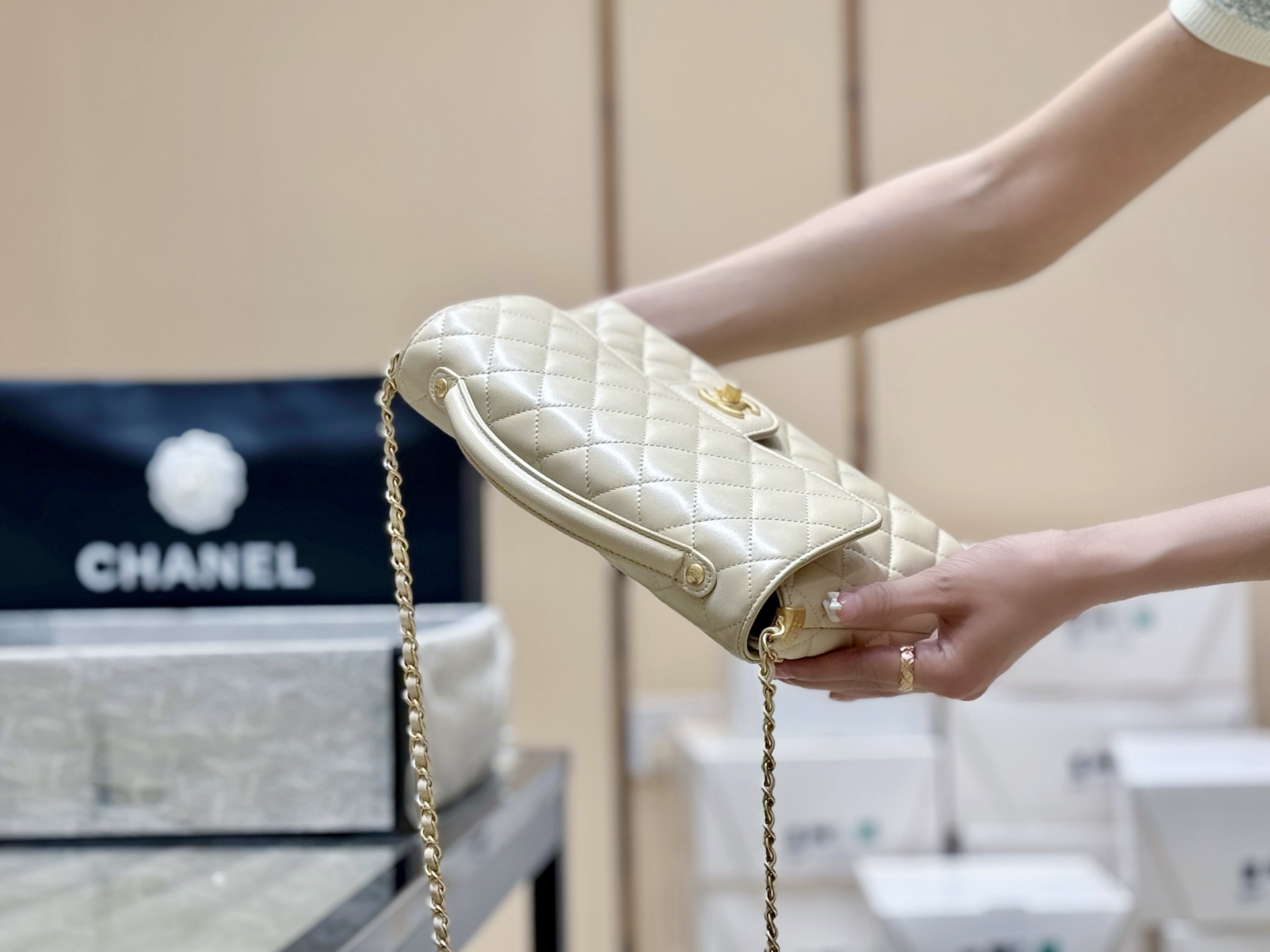 Chanel 25P Spring/Summer Preview Series Horizontal Kelly Handle Bag AS5354