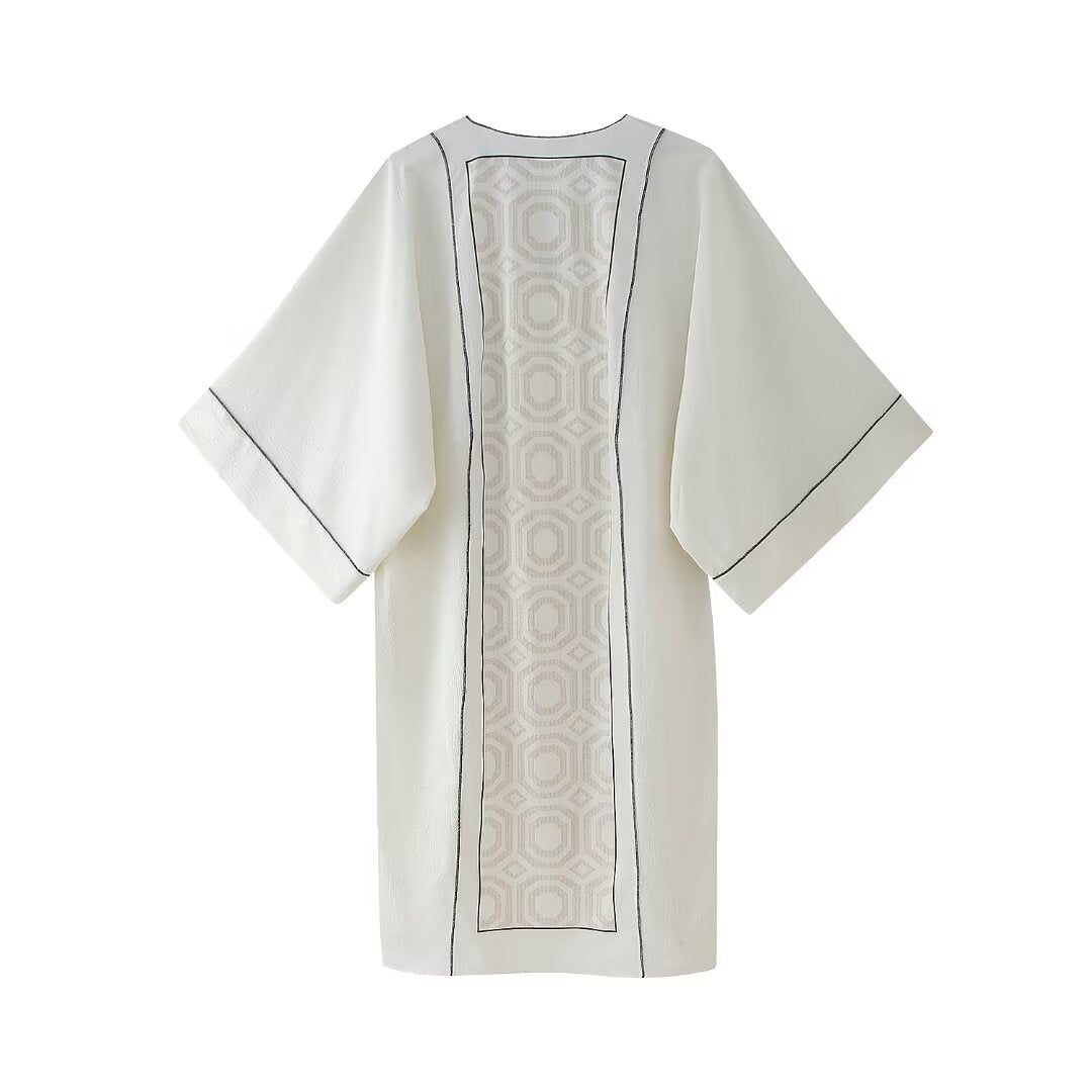 Women Simple Linen Asymmetric Long Sleeve Casual Dress