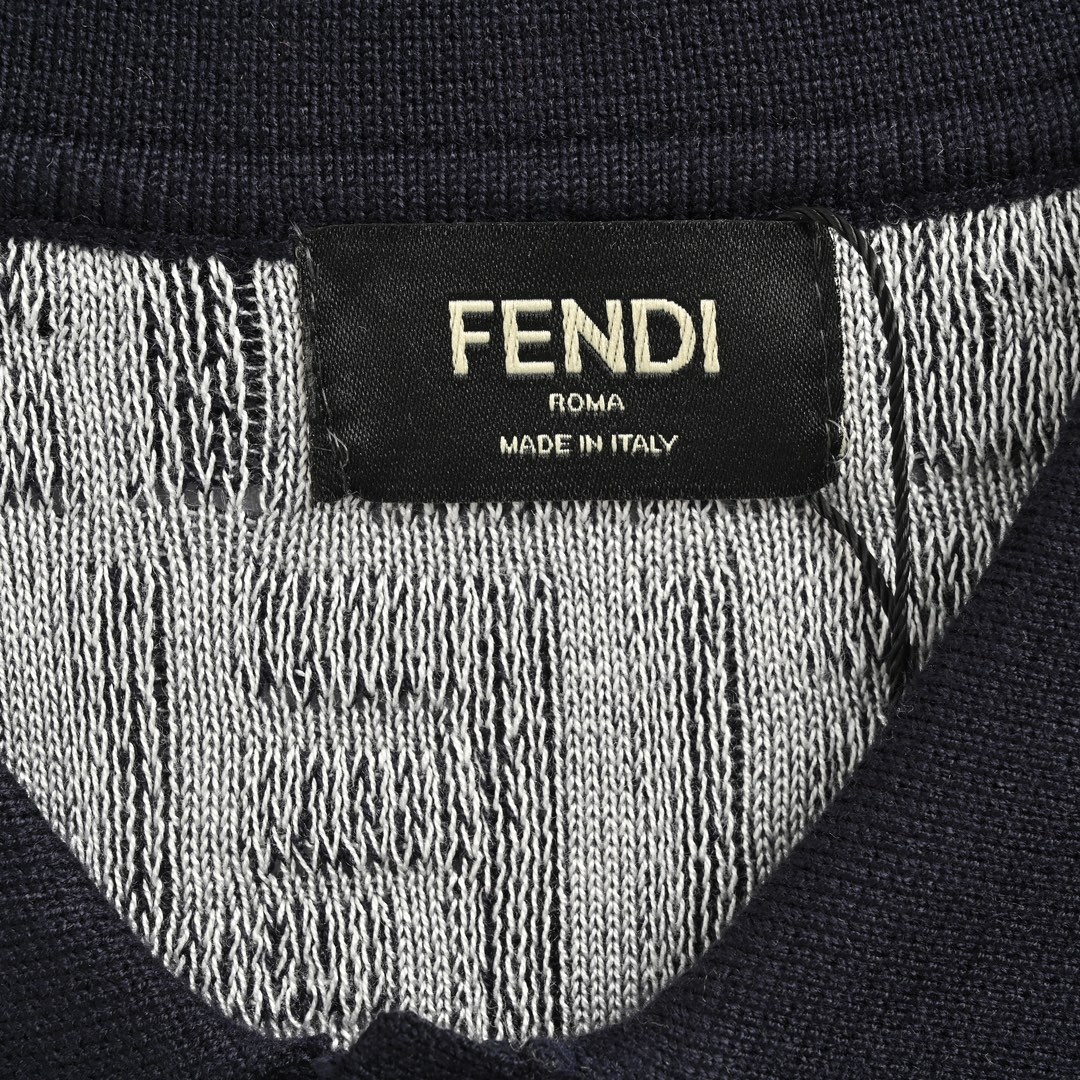 Fendi 24ss full print FF jacquard knitted Polo short sleeve