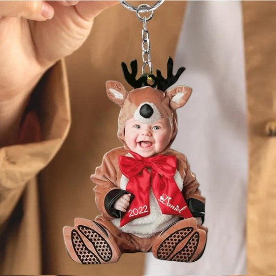 Adorable Newborn Baby - Personalized Photo keychain