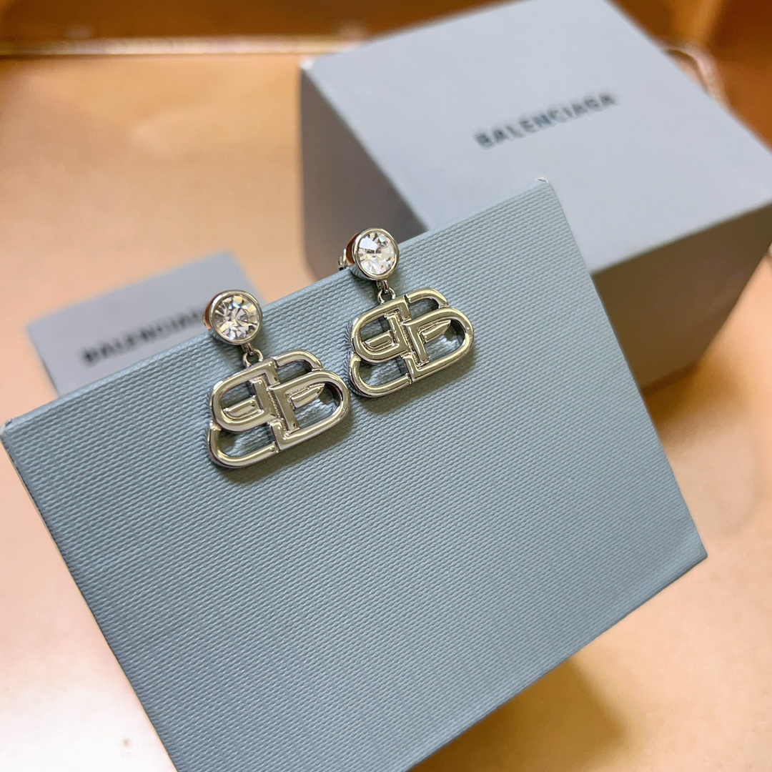 Balenciaga silver diamond earrings