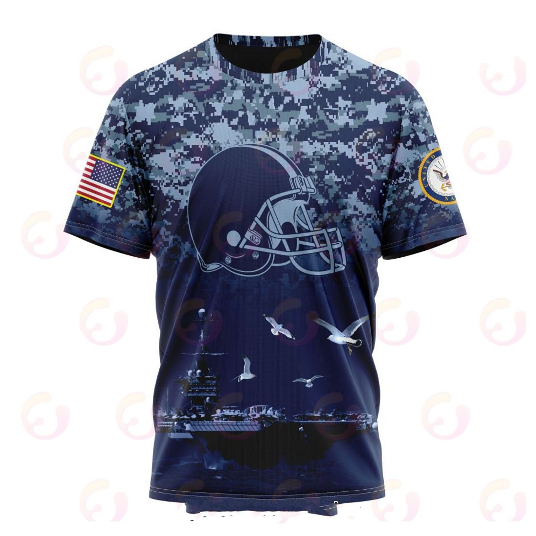 CLEVELAND BROWNS 3D HOODIE HONOR US NAVY VETERANS