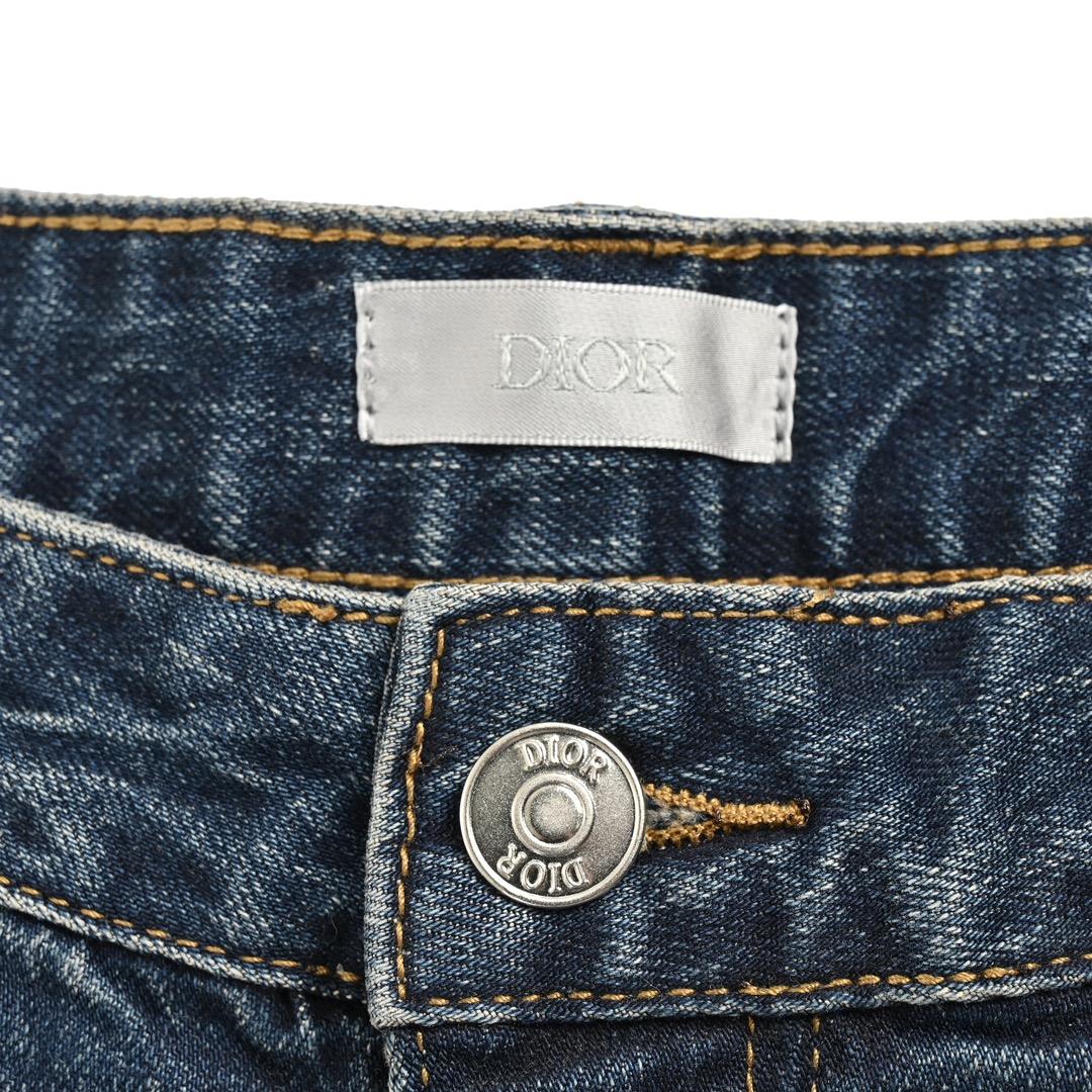 Dior 23Fw back embroidered monogram embossed jeans
