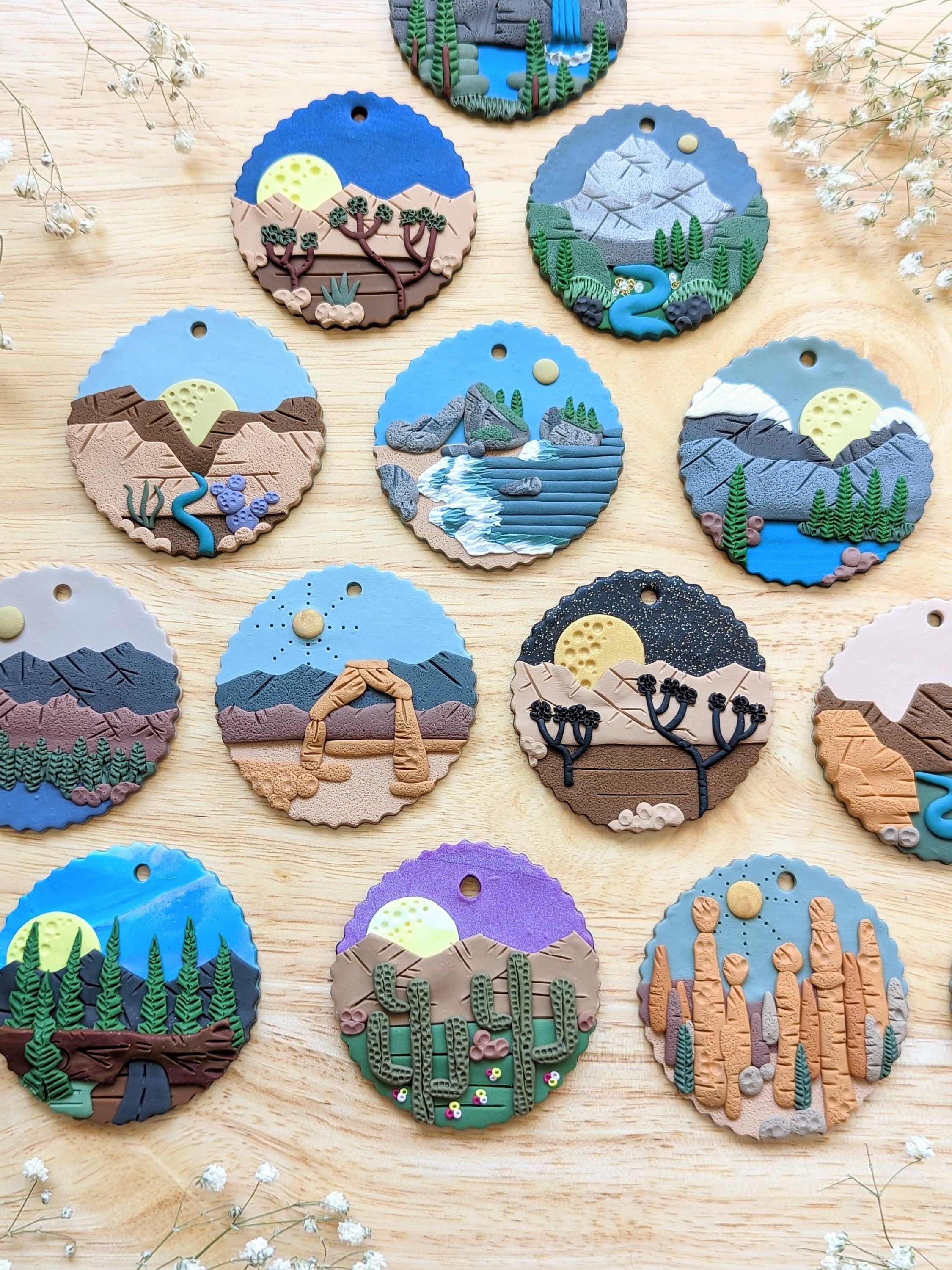 🔥On Sale🔥Handmade National Park Clay Holiday Tree Ornaments