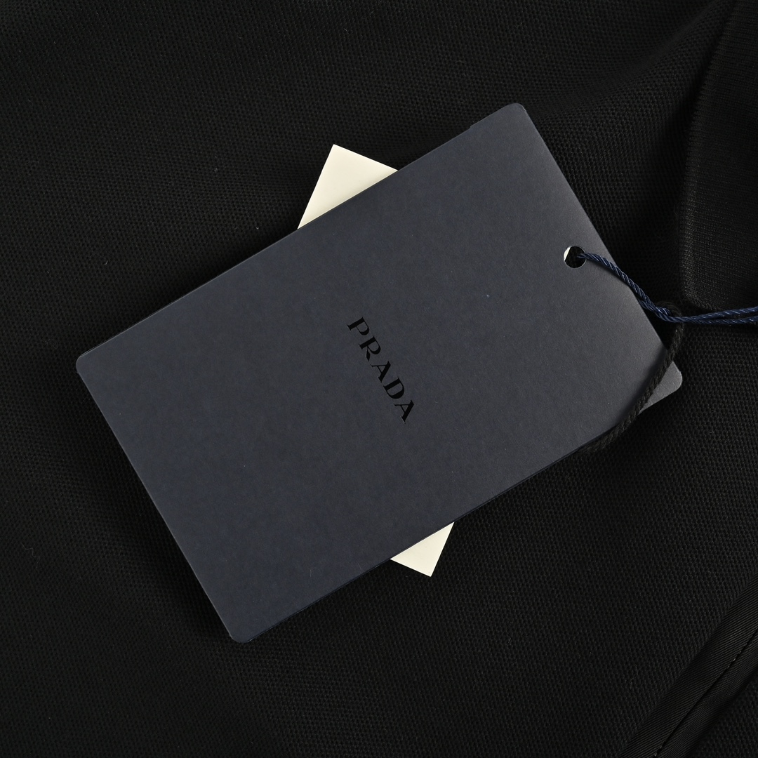 Prada 24Fw triangle logo long-sleeved polo shirt