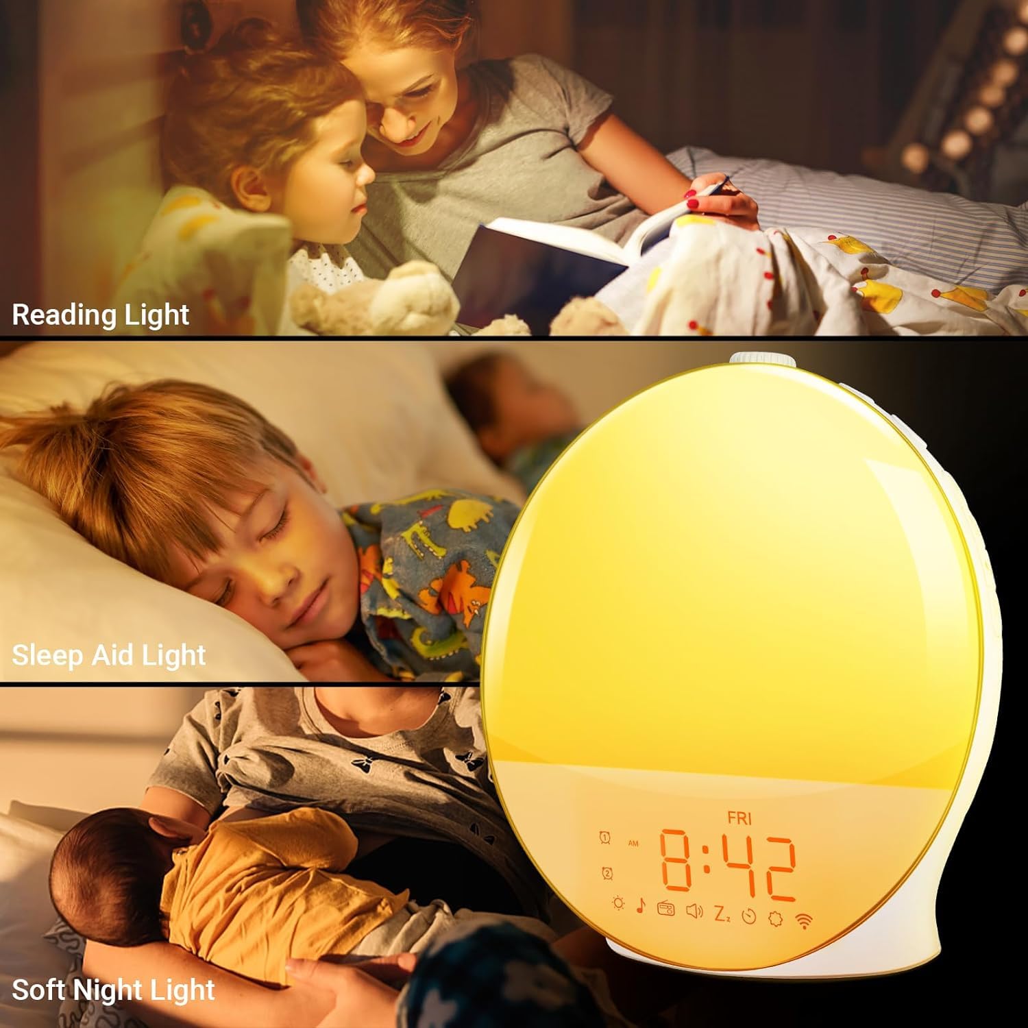 Sunrise Alarm Clock for Heavy Sleepers, Wake Up Light with Sunrise/Sunset Simulation