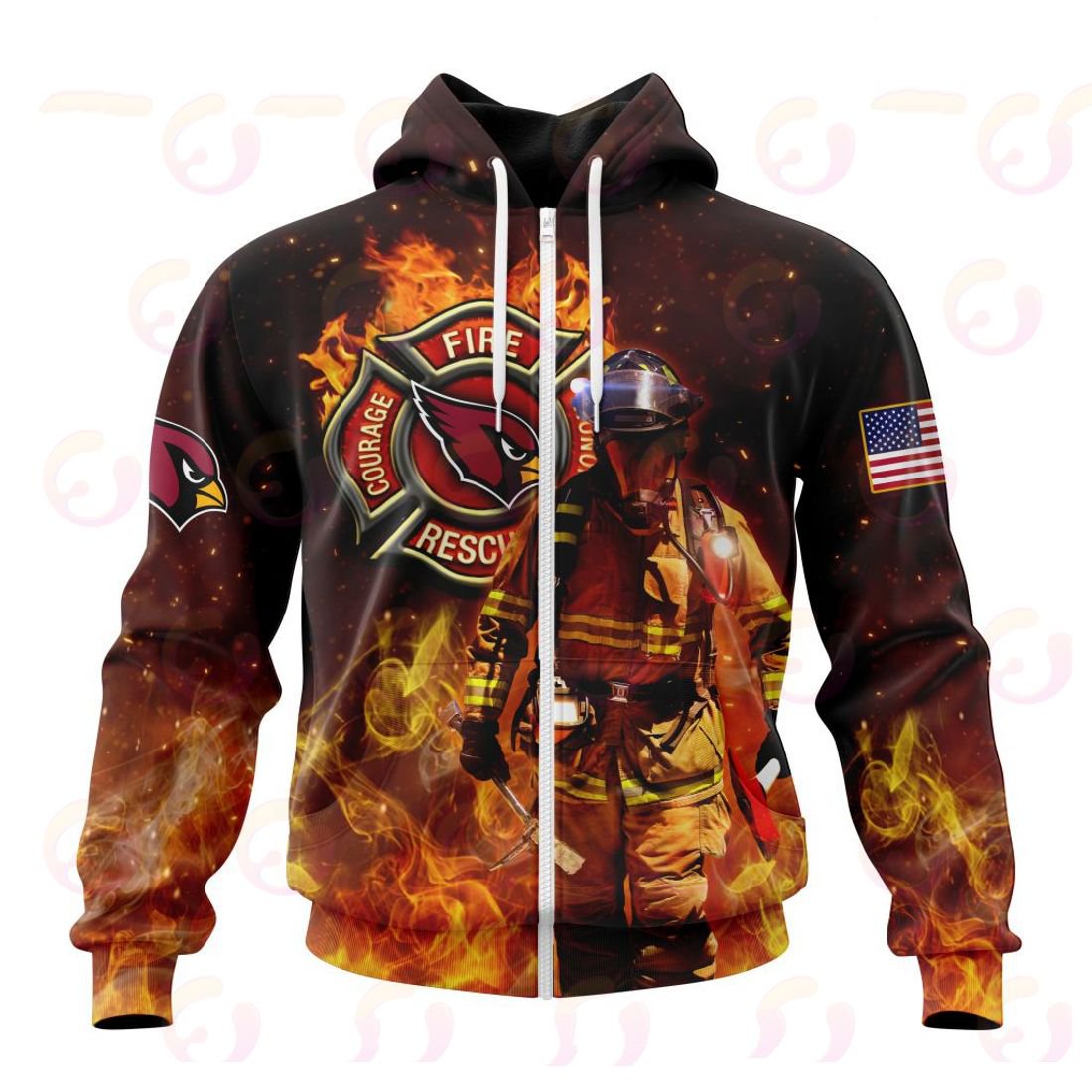 ARIZONA CARDINALS HONOR FIREFIGHTERS – FIRST RESPONDERS 3D HOODIE