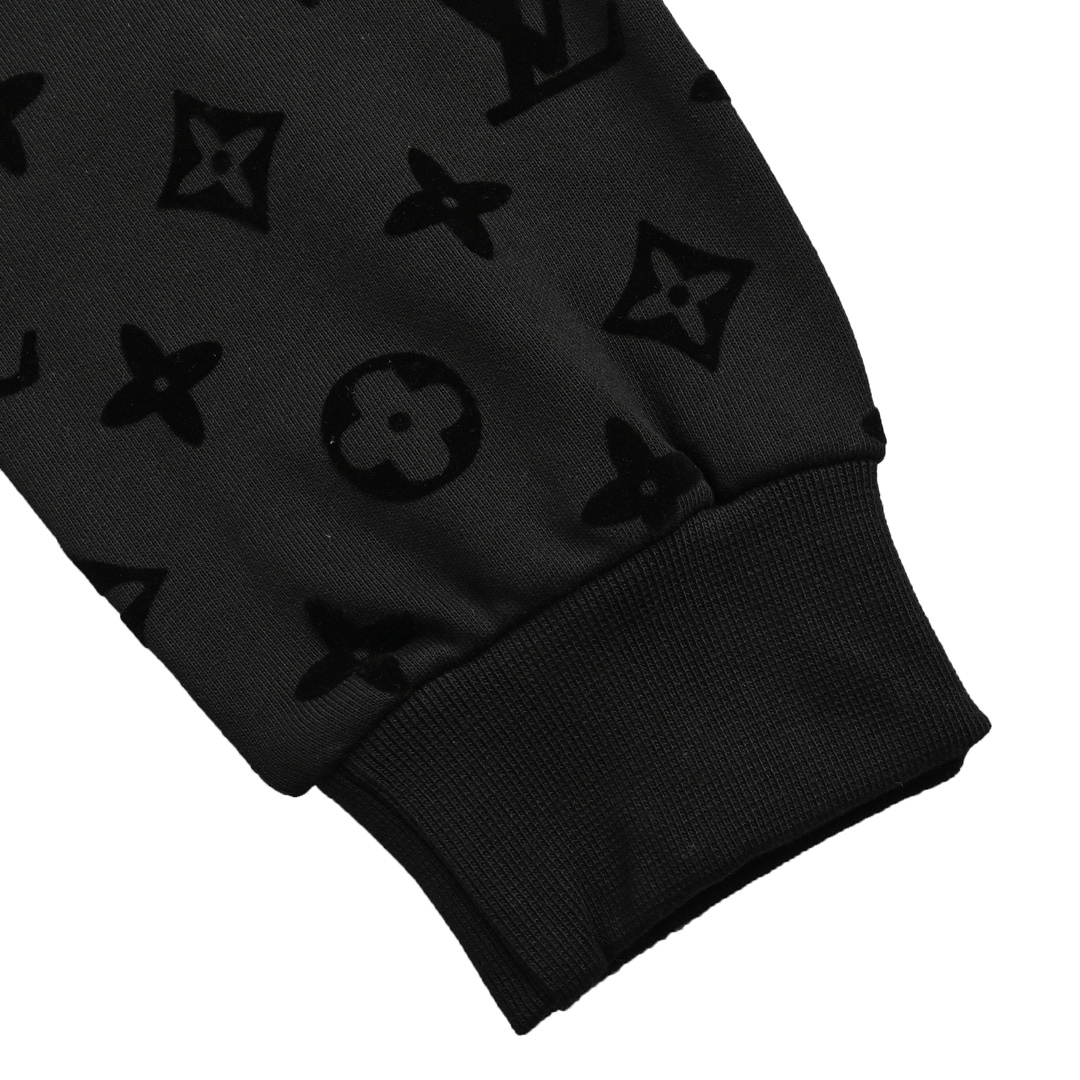 Louis Vuitton 24Fw all-over monogram flocked print crewneck sweatshirt