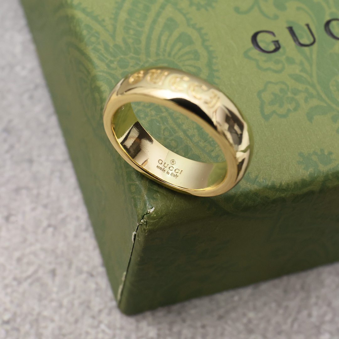 GUCCI printed gold ring