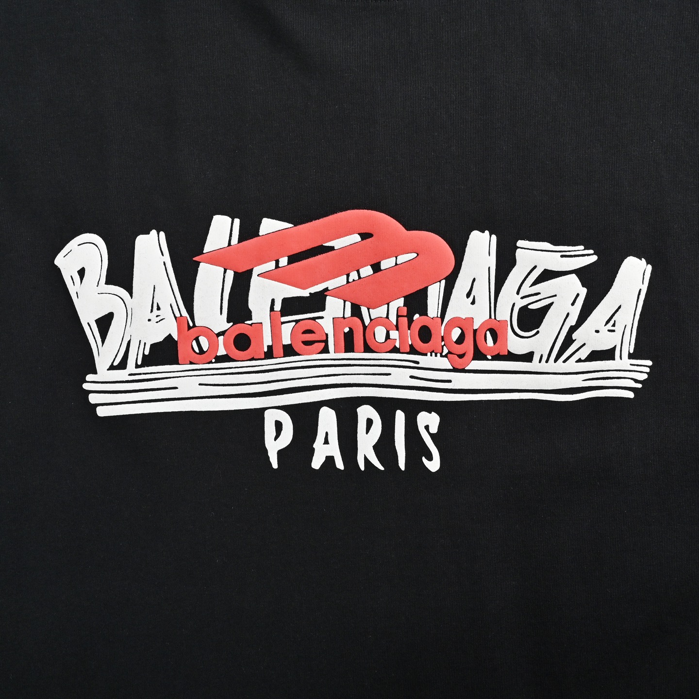 Balenciaga 25ss graffiti multi-logo foam print short-sleeves