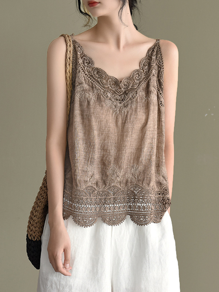 Vintage Jacquard Weave Comfy Tank Top