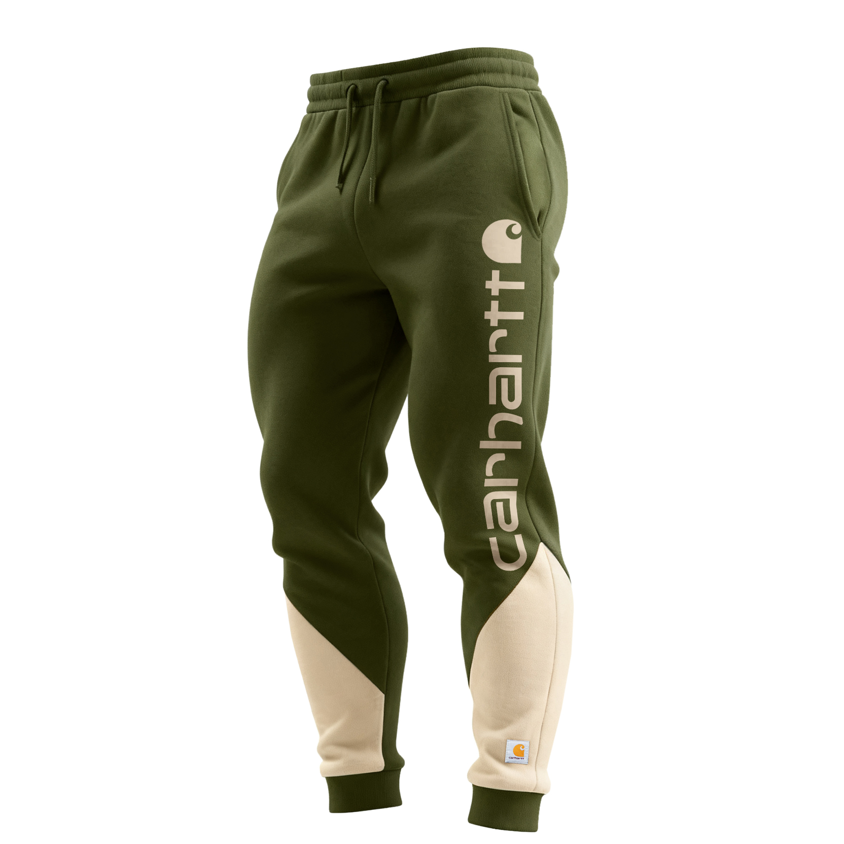 Stylish Jogger Pants with Contrast Cuffs and Side Logo Print