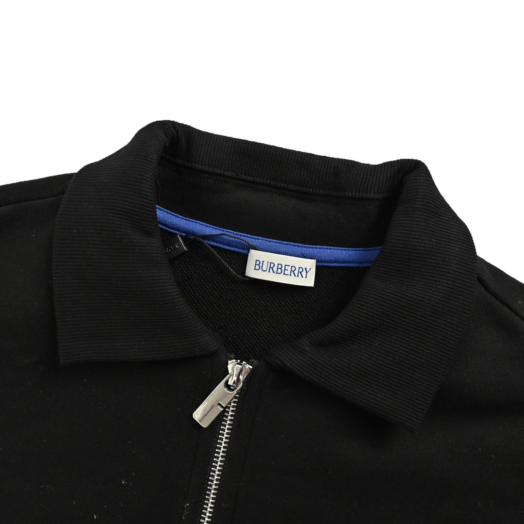 Burberry 24Fw small warhorse embroidered half-zip lapel sweatshirt