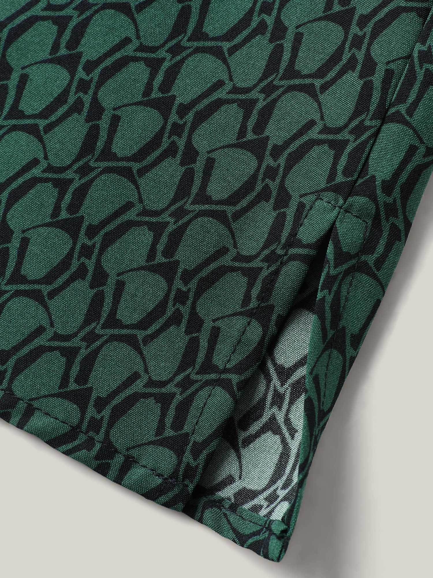 Geometric Print Color Contrast Blouse