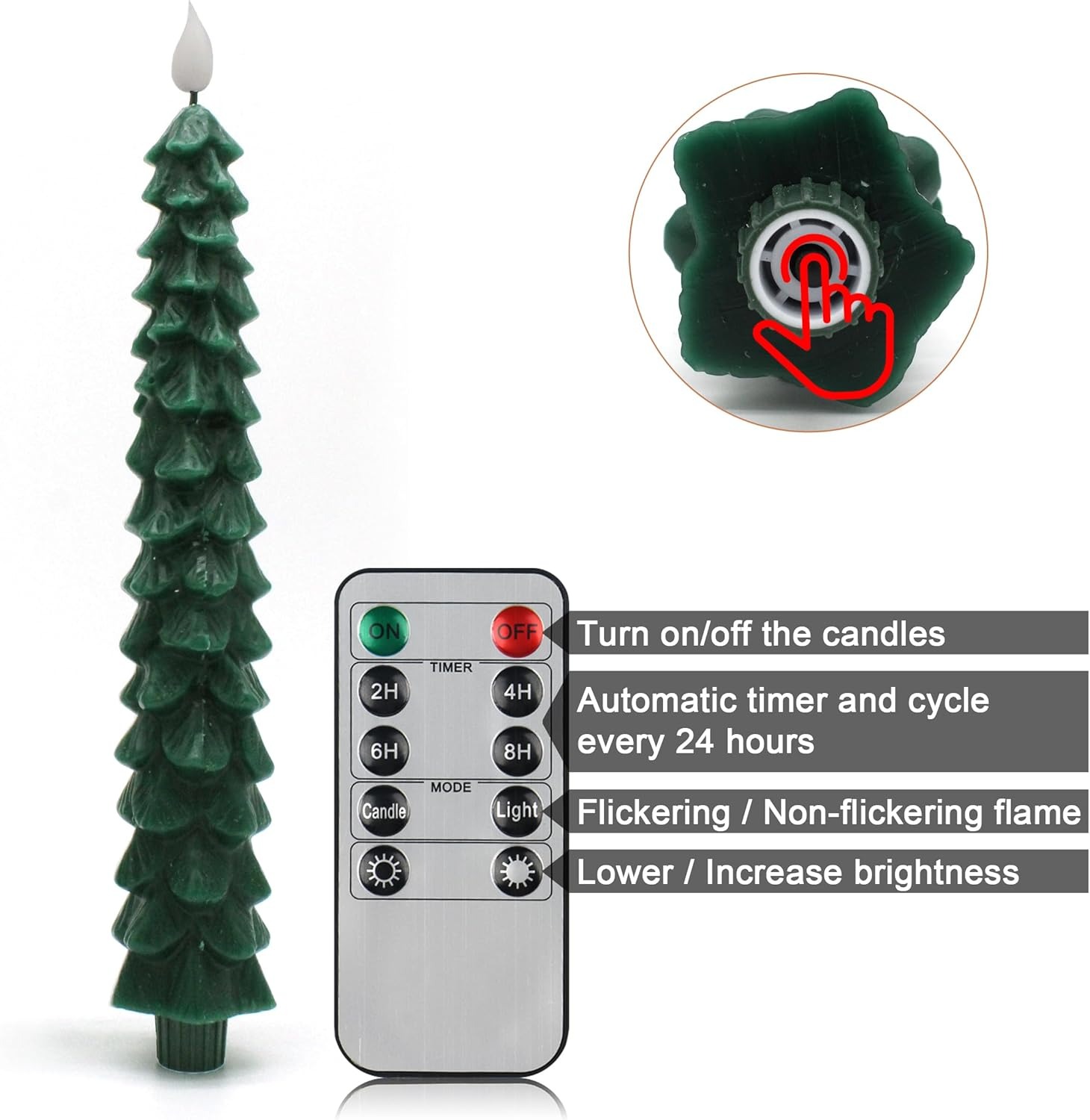 Christmas Tree Candles with Remote and Timer