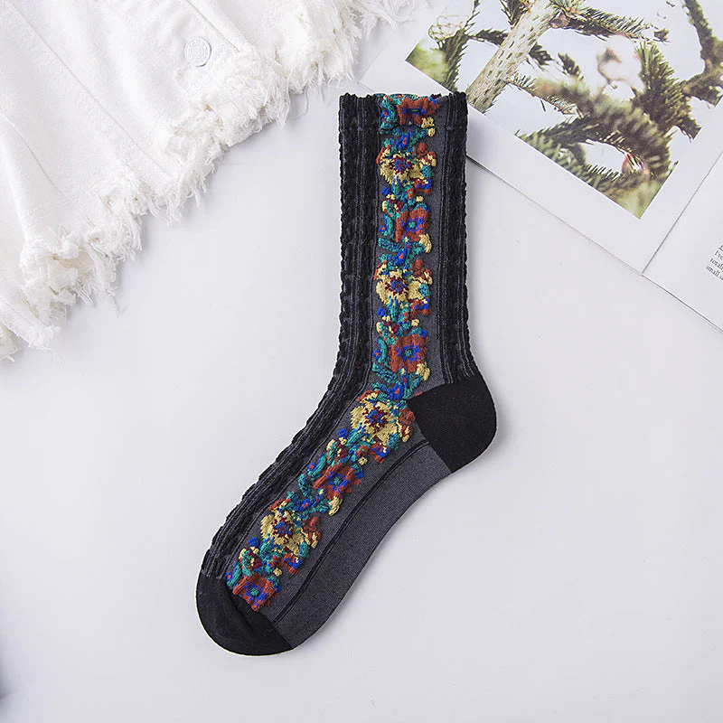 🔥Last Day 20% OFF🔥Vintage Embroidered Floral Socks