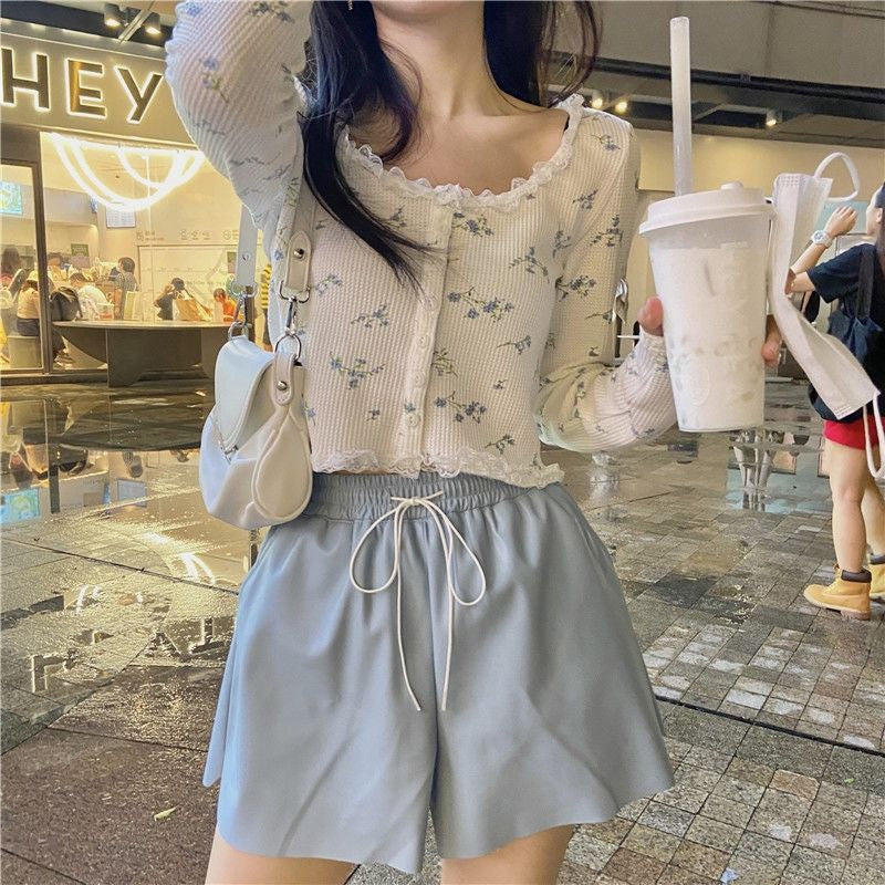 Retro Lace Floral Cropped Cardigan Sweater