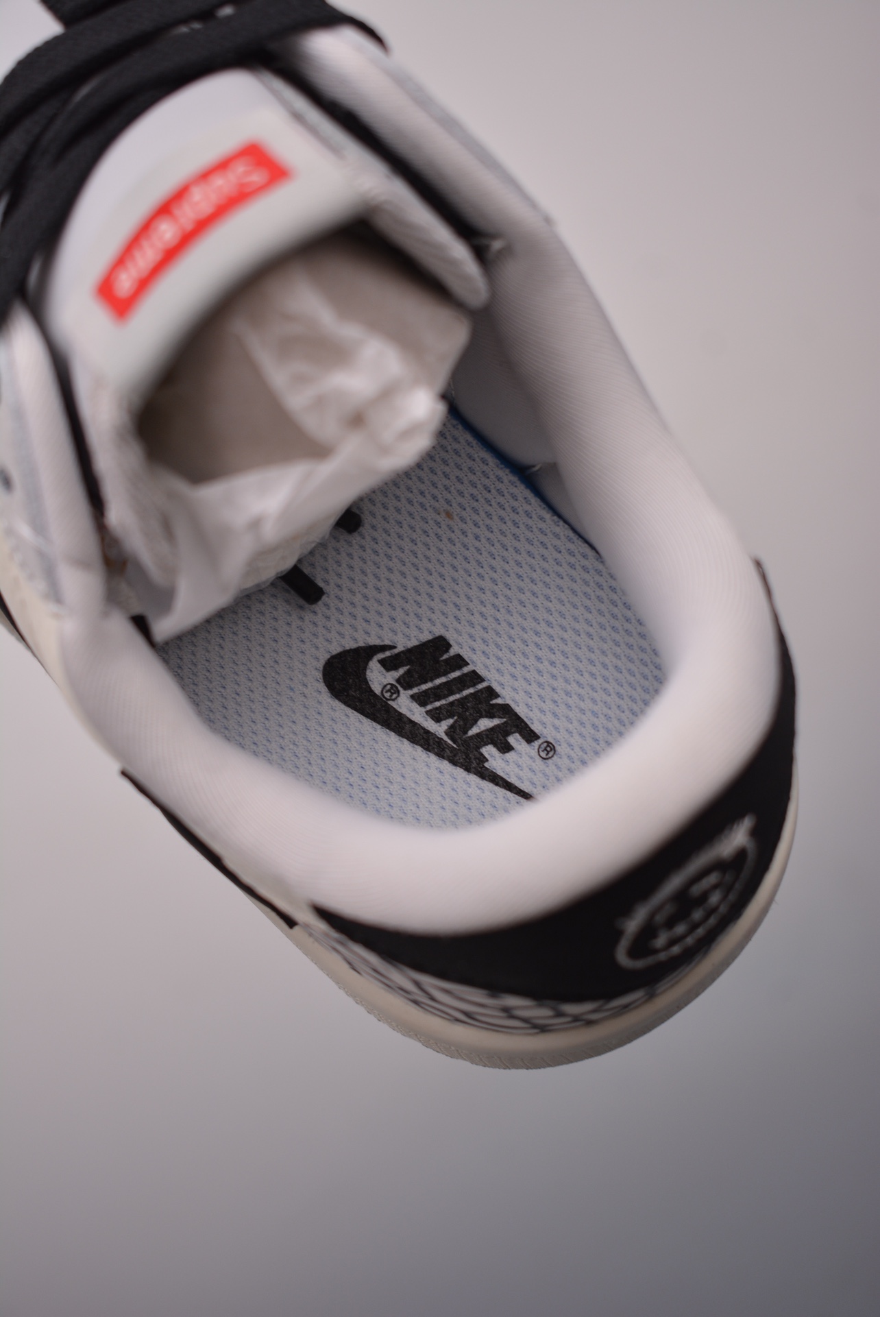 Supreme x Nike By You Air Jordan 1 Low OG Grey, Beige, White and Black Cracked