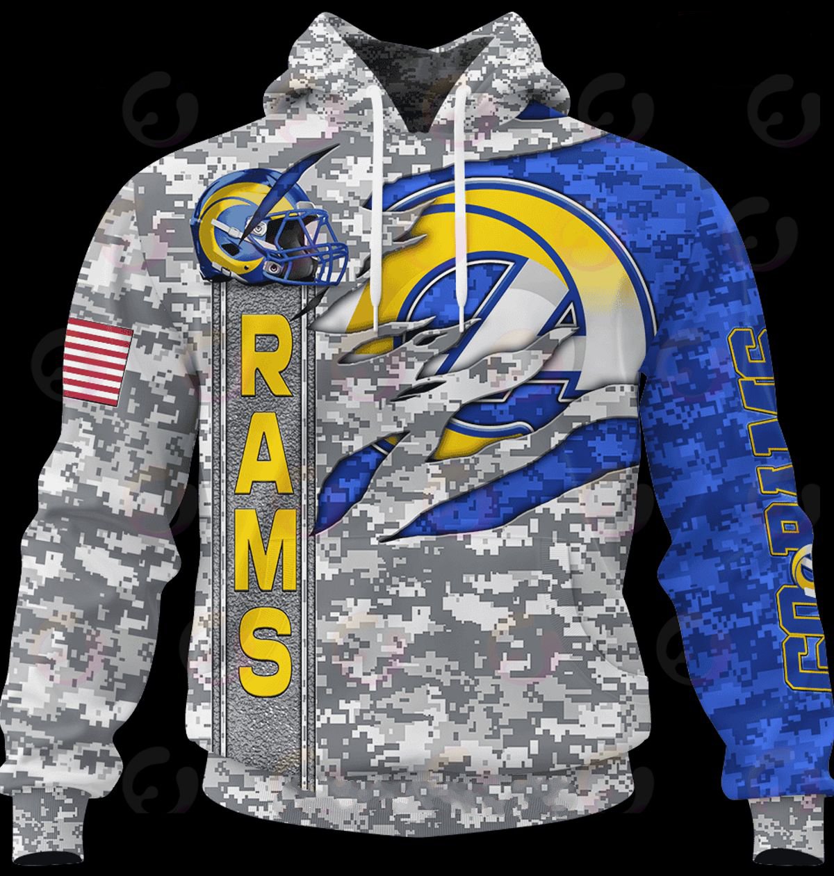 LOS ANGELES RAMS 3D HOODIE CAMO US