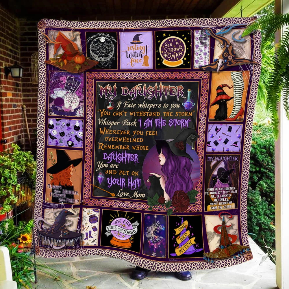 Daughter, Put On Your Hat Witch Quilt Blanket
