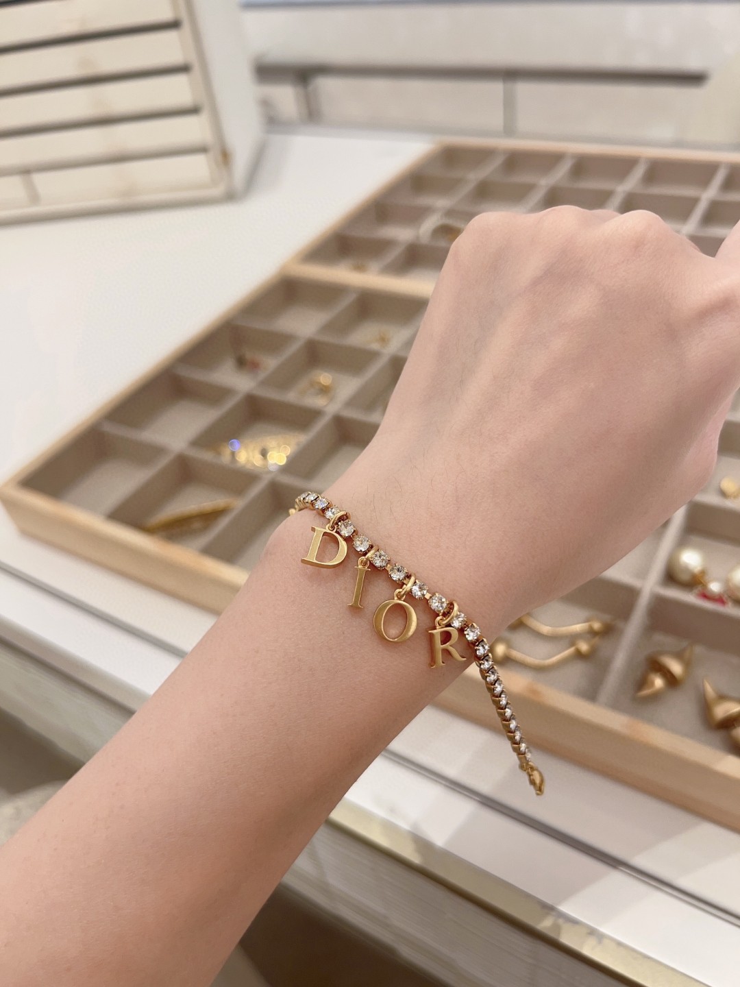 Dior alphabet rhinestone bracelet