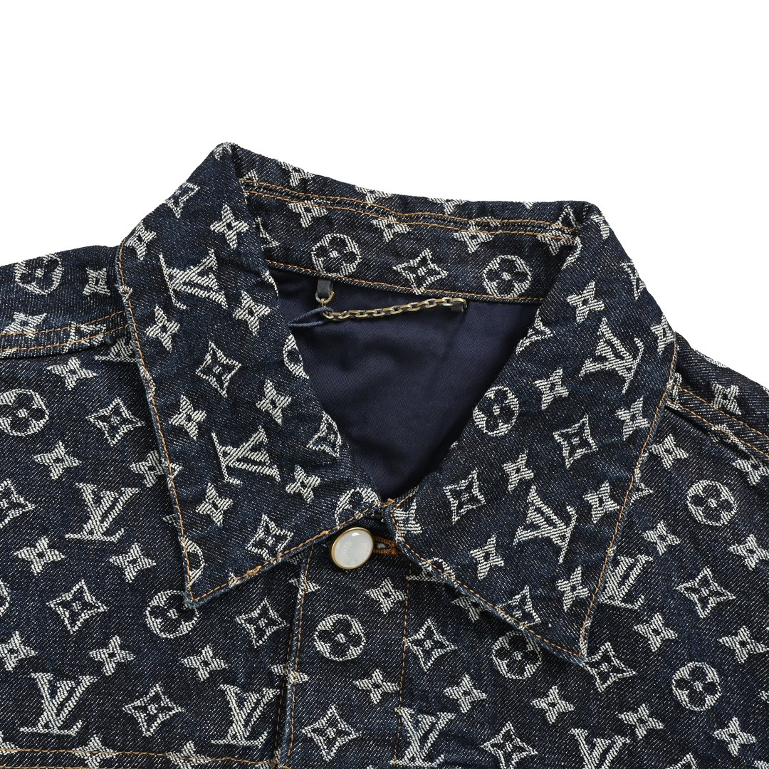 Louis Vuitton 24Fw heavy-print jacquard pearl button denim jacket