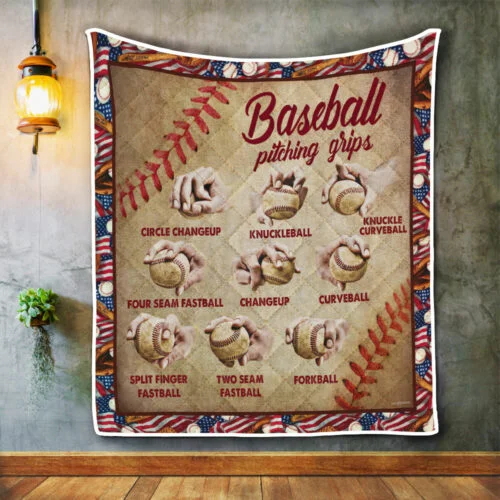 Baseball Pitching Grips Quilt Blanket
