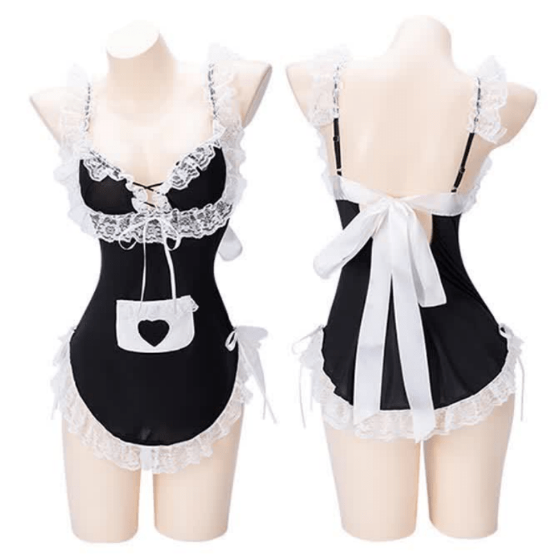 Lace Up Hollow Out Lace Slip Dress Lingerie